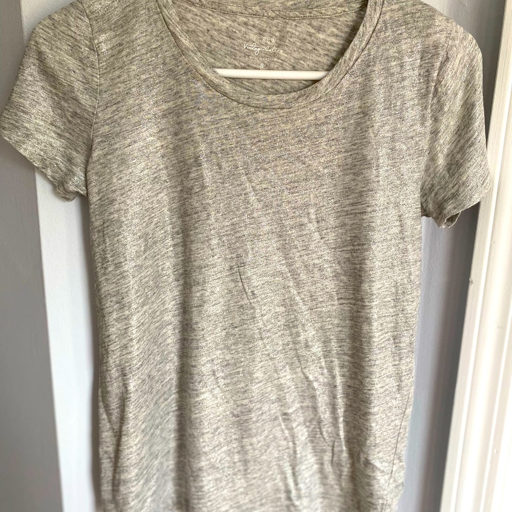 J Crew silver metallic t shirt. Size S